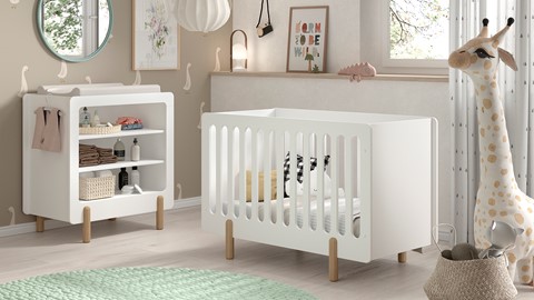 Babyledikant Smile met verzorgingstafel, wit