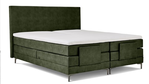 Boxspring Broad verstelbaar met gestoffeerd matras, groen