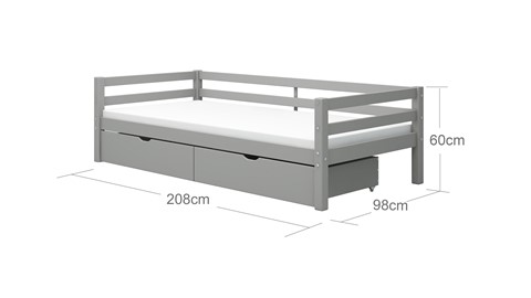 Sofabed Bobbie met opbergladen, grijs