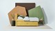Opbergboxspring Square met gestoffeerde matras., geel