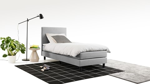 Boxspring California vlak met gestoffeerd matras 1-persoons, lichtgrijs