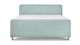 Boxspring Round vlak met gestoffeerd matras en voetbord, groen