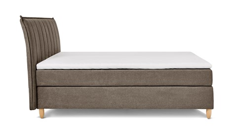 Boxspring Edge vlak met gestoffeerd matras, europa lichtgrijs