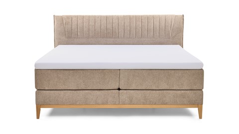 Boxspring Nove vlak met gestoffeerde matras, creme