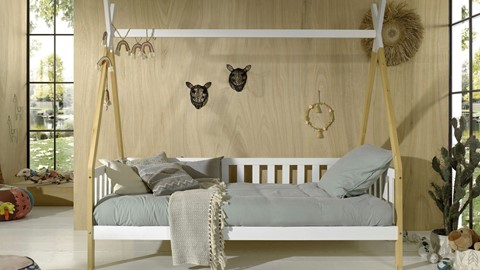 Bed Tipi verhoogd, wit
