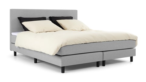 Boxspring Boston vlak met gestoffeerde matrassen, lichtgrijs
