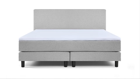Boxspring Boston vlak met gestoffeerde matrassen, lichtgrijs