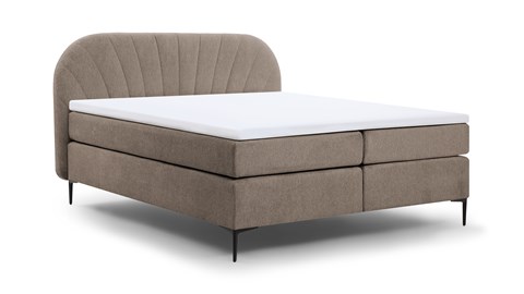 Boxspring Scallop vlak met gestoffeerd matras, taupe