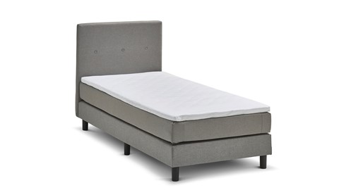 Boxspring Illinois vlak met gestoffeerd matras, lichtgrijs