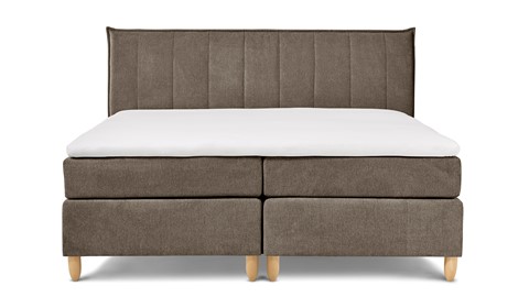 Boxspring Edge vlak met gestoffeerd matras, europa lichtgrijs
