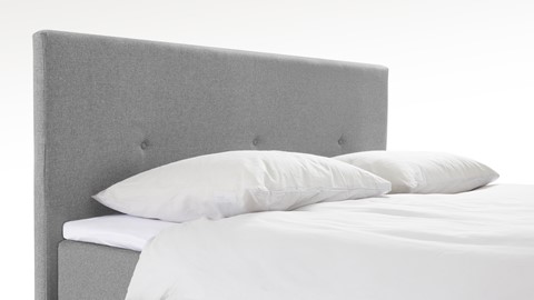 Boxspring Illinois vlak met gestoffeerd matras 2-persoons, lichtgrijs