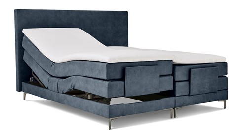 Boxspring Broad verstelbaar met gestoffeerd matras, blauw