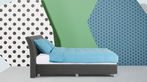 Boxspring Morero vlak met polyether matras, antraciet