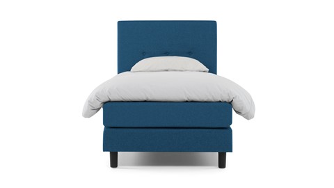 Boxspring Illinois vlak met gestoffeerd matras 1-persoons, blauw
