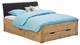 Bed Space met gestoffeerd hoofdbord en opbergladen, eiken + grijs