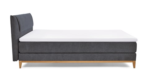 Boxspring Nove vlak met gestoffeerde matras, donkergrijs