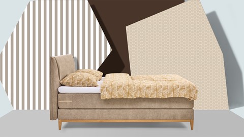 Boxspring Nove vlak met gestoffeerde matras, creme