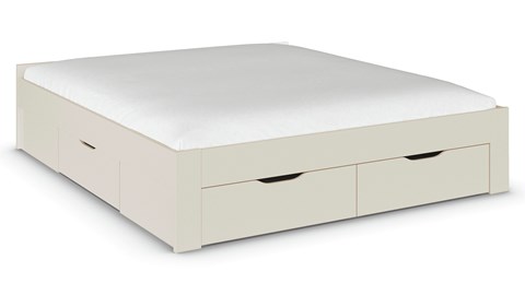 Bed Nori met 4 opbergladen, champagne