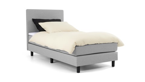 Boxspring Boston vlak met gestoffeerd matras, lichtgrijs