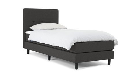 Boxspring Illinois vlak met gestoffeerd matras 1-persoons, donkergrijs