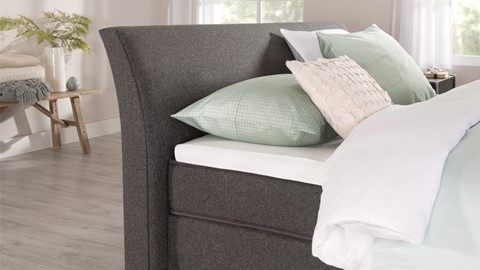 Boxspring Morero vlak met gestoffeerd matras, antraciet