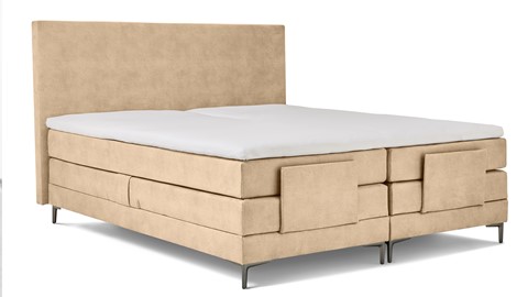 Boxspring Broad verstelbaar met gestoffeerd matras, taupe