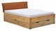 Bed Space met lederlook hoofdbord en opbergladen, eiken + bruin