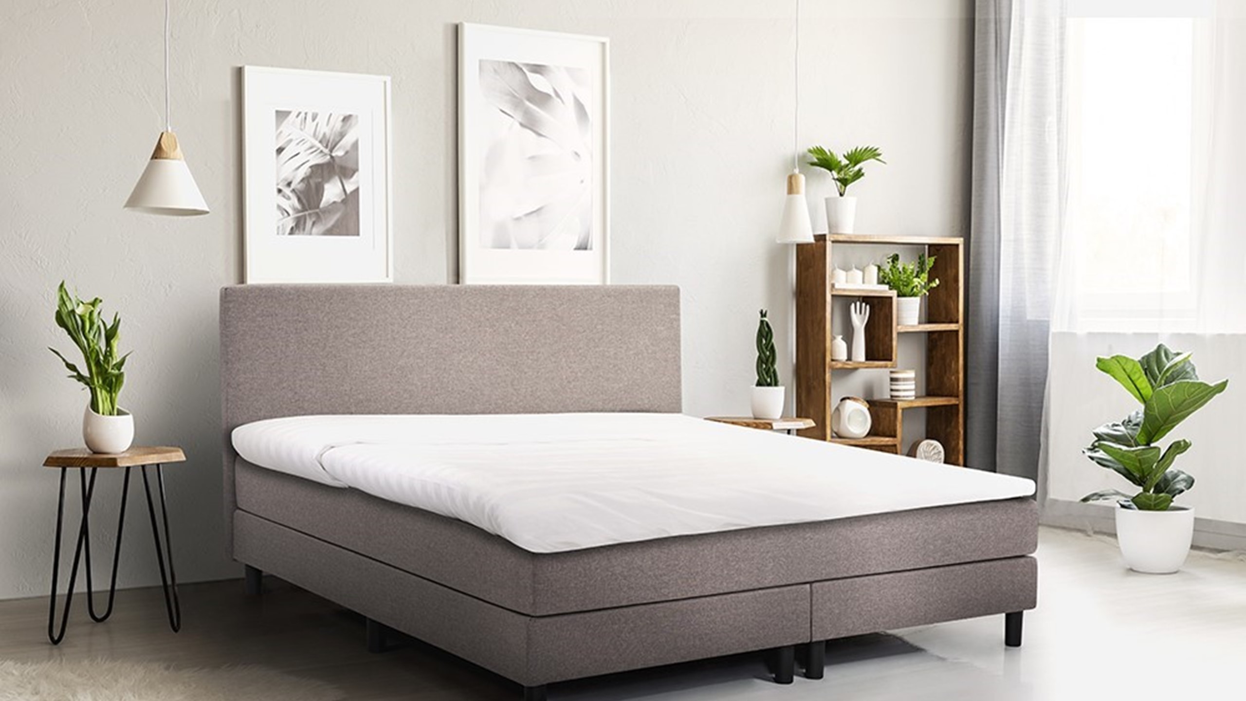 boxspring Boston vlak met gestoffeerde matrassen Beddenreus