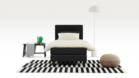 Boxspring Boston vlak met gestoffeerd matras, zwart
