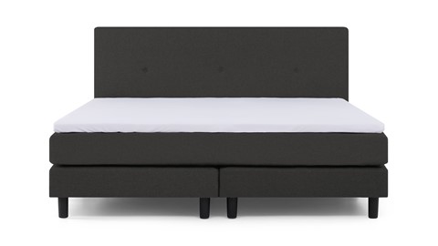 Boxspring Illinois vlak met gestoffeerd matras 2-persoons, donkergrijs