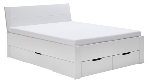 Bed Space met hoofdbord en opbergladen, wit