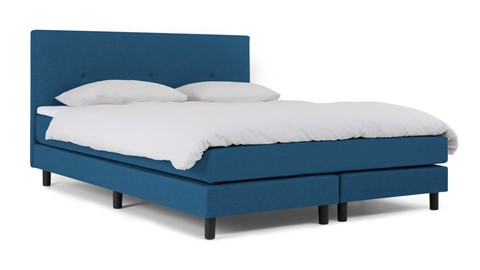 Boxspring Illinois vlak met gestoffeerd matras 2-persoons, blauw