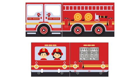 Gordijnen Fire truck Pino/Scott, rood