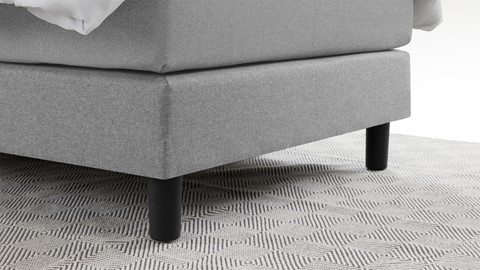 Boxspring Illinois vlak met gestoffeerd matras 1-persoons, lichtgrijs