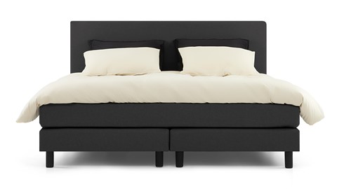 Boxspring Boston vlak met gestoffeerde matrassen, donkergrijs