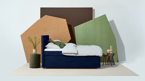 Opbergboxspring Square met gestoffeerde matras., blauw