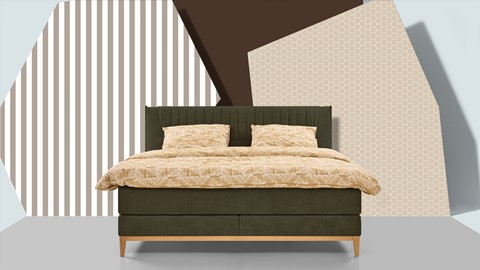 Boxspring Nove vlak met gestoffeerde matras, donkergroen