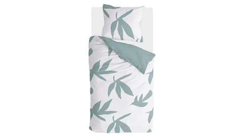 Dekbedovertrek Simple Leaves, off-white+groen