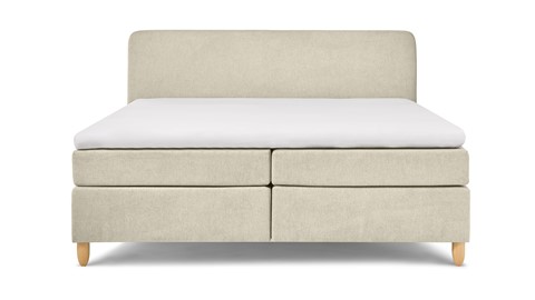 Boxspring Round vlak met gestoffeerd matras, beige