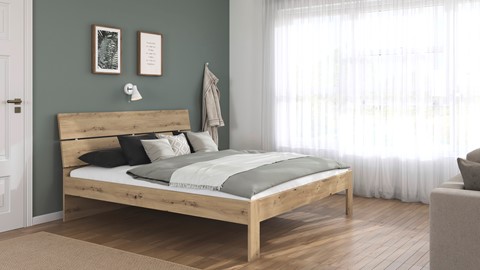 Bed Nori met hoofdbord, artisan eiken