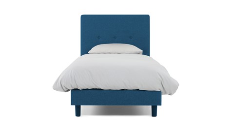 Boxspring Illinois vlak met Bridge matras 1-persoons, blauw
