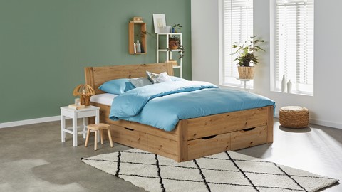 Bed Space met hoofdbord en opbergladen, eiken