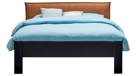 Bed Space met lederlook hoofdbord, grijs + bruin