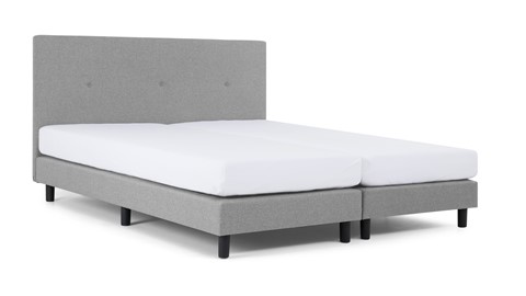 Boxspring Illinois vlak met Bridge matras 2-persoons, lichtgrijs