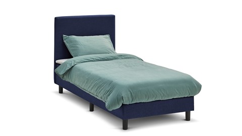 Boxspring Illinois vlak met gestoffeerd matras, blauw