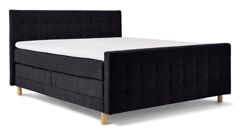 Boxspring Grid verstelbaar met gestoffeerd matras en voetbord, zwart