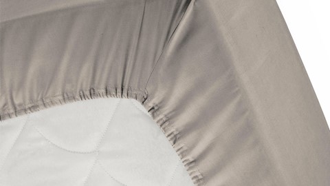 Hoeslaken Satijn, taupe