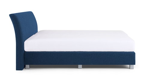 Boxspring Morero vlak met polyether matras, blauw