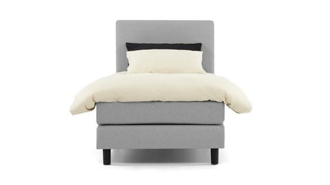 Boxspring Boston vlak met gestoffeerd matras, lichtgrijs