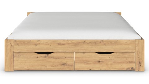 Bed Nori met 4 opbergladen, artisan eiken